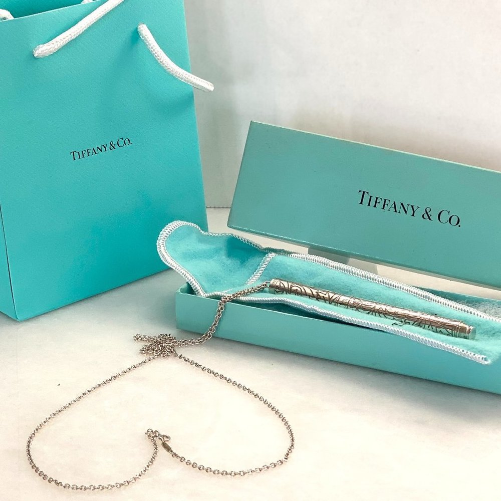 Vintage TIFFANY & CO 925 Sterling Silver Rare Ballpoint Pen with Necklace